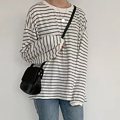 【言】條紋寬鬆長袖上衣(3色) FREE 白條