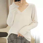 【言】v領羊絨微暖針織上衣(2色)     L 白色
