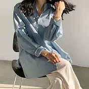 【言】經典款純色百搭襯衫上衣     FREE 藍色