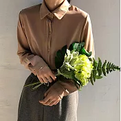 【言】層次排扣厚雪紡襯衫上衣     FREE 奶茶色