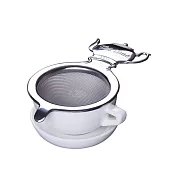 【日本青芳製作所】茶壺握把 不鏽鋼濾茶器 ‧ 銀