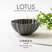 【Minoru陶器】Lotus花形 陶瓷飯碗200ml ‧ 迷霧灰