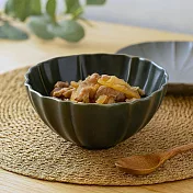 【日本Minoru】Lotus優雅花形 陶瓷餐碗380ml ‧ 薩克斯綠