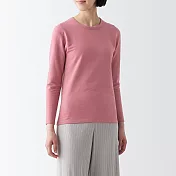 【MUJI 無印良品】女有機棉混保暖厚織圓領長袖T恤 S 粉紅