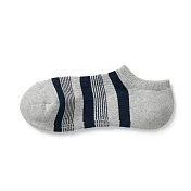 【MUJI 無印良品】男棉混足底圈絨厚織淺口直角襪25-27cm 灰橫紋