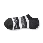 【MUJI 無印良品】男棉混足底圈絨厚織淺口直角襪25-27cm 墨灰橫紋