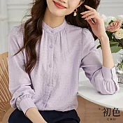 【初色】法式微立領肌理紋長袖襯衫上衣-共2色-30539(M-XL可選) L 淺紫色