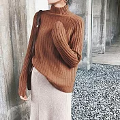 【言】高領套頭坑條針織衫(2色)      FREE 棕色