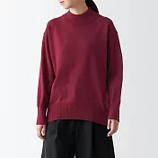 【MUJI 無印良品】女可水洗半高領針織衫 L 紫紅