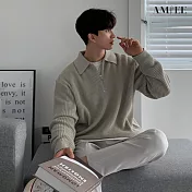 【AMIEE】慵懶風翻領半拉鍊針織毛衣(男裝/KDTQ-B47) M 灰色