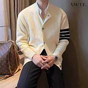 【AMIEE】輕熟四橫杠排釦針織衫(男裝/KDCQ-B83) M 杏色