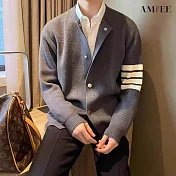 【AMIEE】輕熟四橫杠排釦針織衫(男裝/KDCQ-B83) M 深灰