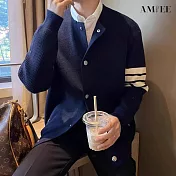 【AMIEE】輕熟四橫杠排釦針織衫(男裝/KDCQ-B83) M 藏青