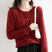 【AnZa】圓領針織襯衫上衣外套(多色)       FREE 酒紅