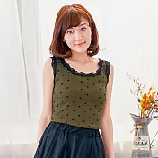 【AnZa】點點蕾領彈性長板背心(3色)       FREE 綠底黑點