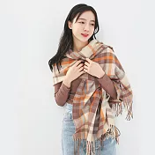 【KISSDIAMOND】韓系INS波浪格紋圍巾披肩(KDM-A005) F 紫米