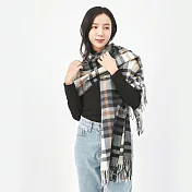 【KISSDIAMOND】韓系INS波浪格紋圍巾披肩(KDM-A005) F 黑色
