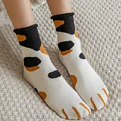 【AnZa】加厚貓爪保暖全棉襪(多色)                三花黑