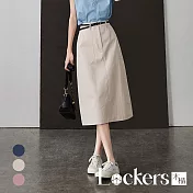【Lockers 木櫃】秋季高腰口袋工裝風A字半身裙 L112101601 XL 杏色XL
