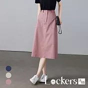 【Lockers 木櫃】秋季高腰口袋工裝風A字半身裙 L112101601 L 粉色L