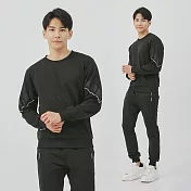 【KISSDIAMOND】舒適厚磅休閒運動套裝(上衣+褲子/KDA-7229) 4XL 黑色