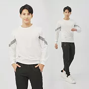 【KISSDIAMOND】舒適厚磅休閒運動套裝(上衣+褲子/KDA-7229) L 白色