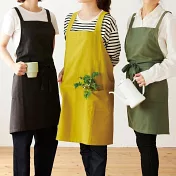 【日本Habituel】Sol經典素色純棉口袋收腰圍裙 ‧ 黑