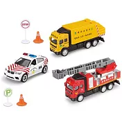 樂彩森林 聲光迴力車-7入組 支援大隊(垃圾車/國道警車/消防雲梯車/交通配件*4)