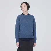 【MUJI 無印良品】女羊毛可水洗中密織圓領針織衫 L 藍色