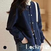 【Lockers 木櫃】秋季柔軟麵包格棒球外套 L112103004 M 藏青色M