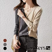 【Lockers 木櫃】秋季女裝不對稱撞色針織衫上衣 L112111302 M 灰色M