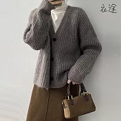 [衣途]甜系溫柔六羊毛排扣針織外套FREE(KDCQ-B966) F 灰色