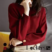 【Lockers 木櫃】高級慵懶羊毛針織衫毛衣 L112112005 L 酒紅色L