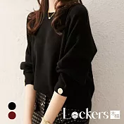 【Lockers 木櫃】高級慵懶羊毛針織衫毛衣 L112112005 XL 黑色XL