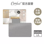 【Comfort+舒適家】刻板工藝珪藻土吸水地墊 -波浪刻線/灰 波浪刻線-灰