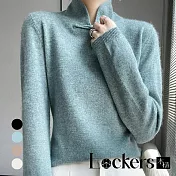 【Lockers 木櫃】冬季旗袍式半高領針織毛衣 L112112703 XL 藍色XL