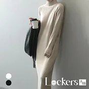 【Lockers 木櫃】冬季半高領針織連衣裙 L112112704 F 白色F