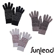 Sunlead 日系保暖防寒蓬鬆感撞色條紋彈性手套 (黑色)