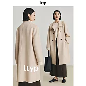 ltyp旅途原品 100%澳洲進口高支羊毛微寬鬆短版雙面呢大衣女冬高領外套 M L-XL M 燕麥色