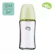 nac nac 妍心35%晶透防脹氣玻璃寬口奶瓶- 240ml-茉莉綠