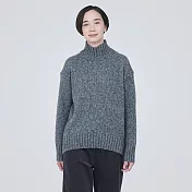 【MUJI 無印良品】女羊毛混氂牛毛混紗半高領針織衫 S 墨灰