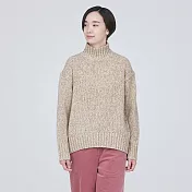 【MUJI 無印良品】女羊毛混氂牛毛混紗半高領針織衫 L 粉米