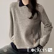 【Lockers 木櫃】冬季時尚知性假兩件針織衫 L112120401 L 灰色L