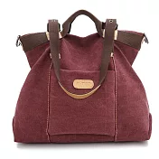 O-ni O-ni新款精選優質加厚帆布包時尚雙色潮款大包包百搭托特包(bag-6027) 紫/咖色