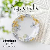 【Minoru陶器】Aquarelle清新小花 陶瓷淺盤16cm ‧ 灰