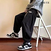 【AMIEE】韓系質感加厚加絨保暖休閒長褲(男裝/KDPQ-M20) 3XL 黑色