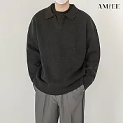 【AMIEE】韓風復古V領針織衫毛衣(男裝/KDTQ-Z28) L 黑色