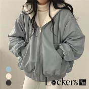 【Lockers 木櫃】冬季兩面穿加絨加厚連帽外套 L112121801 M 藍色M