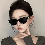 seoul show首爾秀 星球復古橢圓貓眼太陽眼鏡UV400墨鏡 28 黑框黑灰片