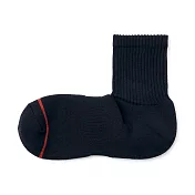 【MUJI 無印良品】男棉混保暖厚織直角短襪25-27cm 暗藍